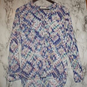 Pink Rose Abstract Aztec Print Top Size Small